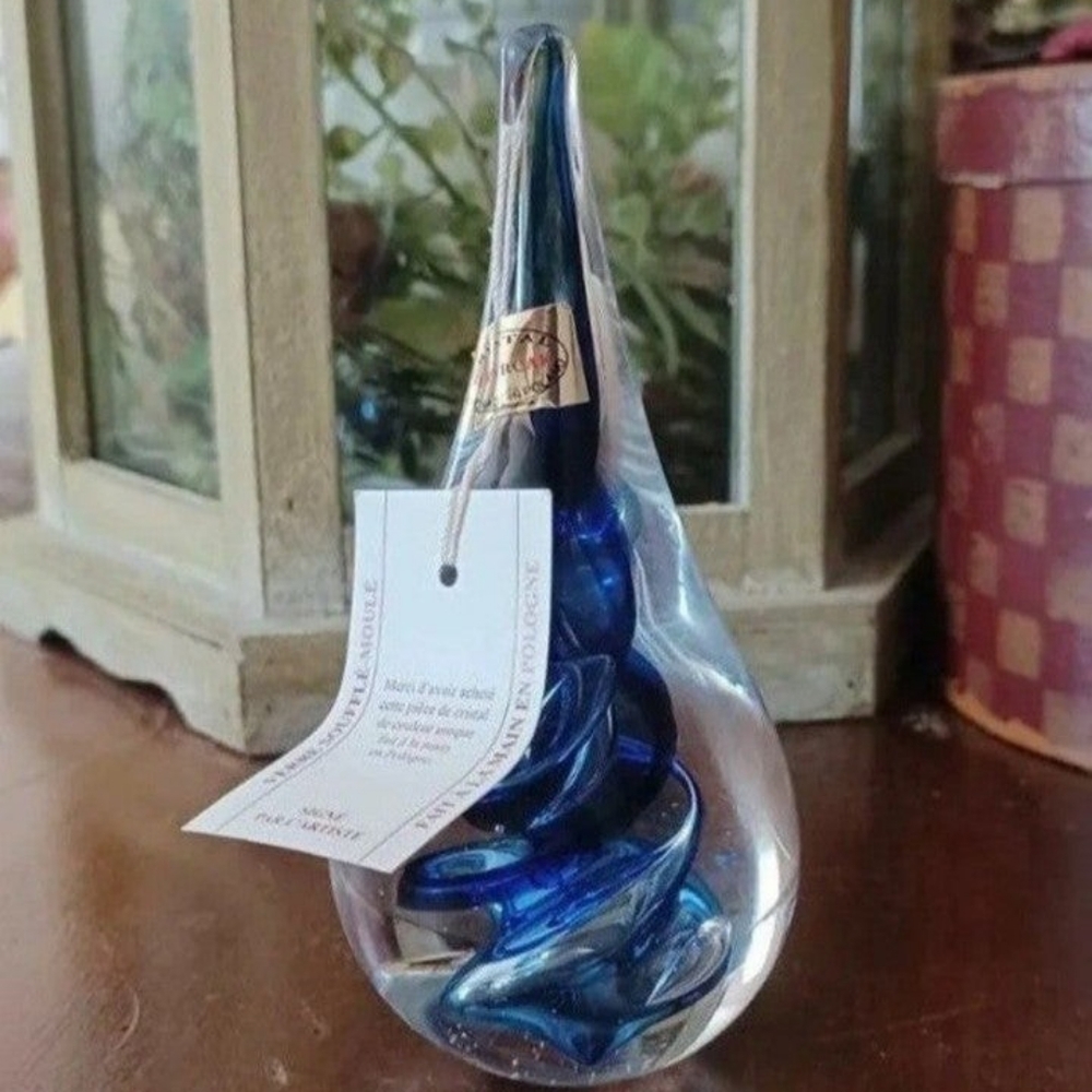 Artist Signed Blown Glass Teardrop Sculpture NWT